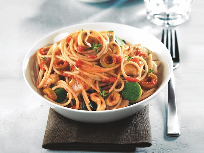 Spaghetti Integrale mit Putenstreifen, Zucchini und Cashewkernen | Barilla