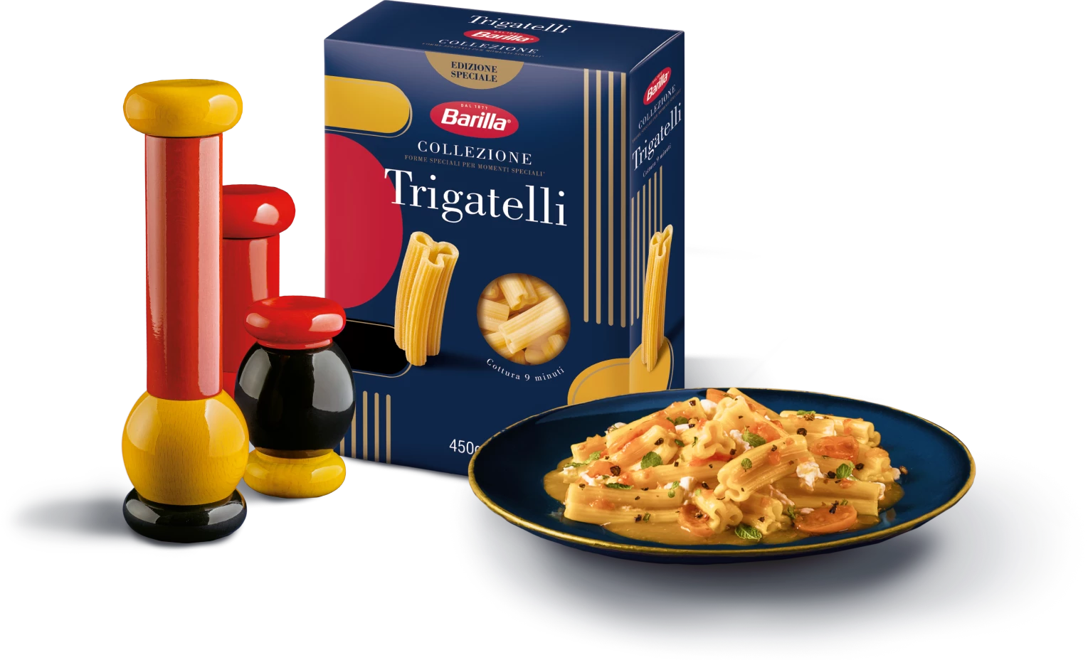 Trigatelli box and example dish and set of Twergi