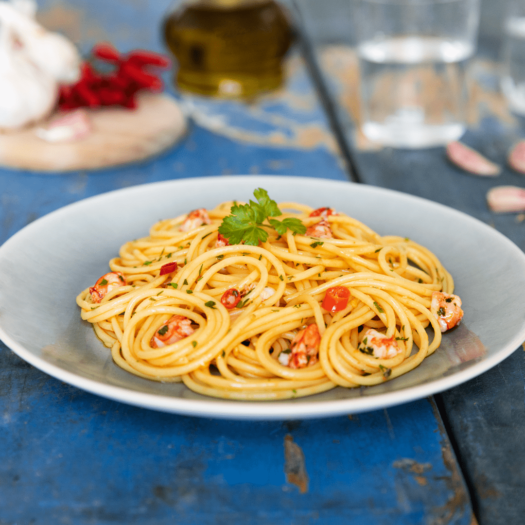 Seafood aglio olio recipe
