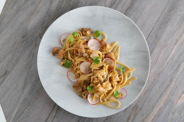 Fettuccine Recipe with Chicken Thighs & Kimchi