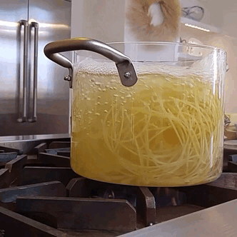 Pasta Boiling in Glass Pot