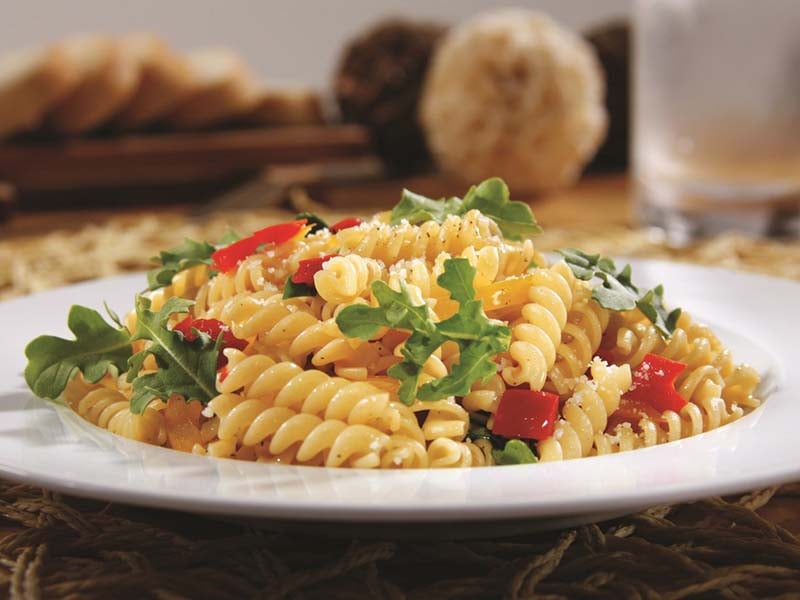 Rotini with Arugula and Peppers