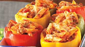 Penne Stuffed Peppers with Spicy Sausage Ragout Recipe