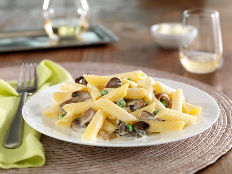 Barilla® Gluten Free Penne with Mushrooms and Sweet Peas