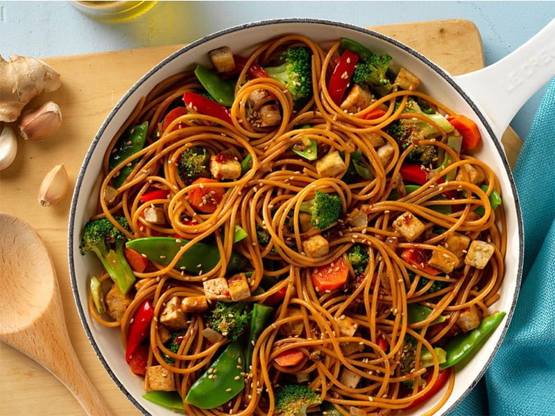 Legume Barilla Chickpea Spaghetti Pasta Vegetarian Stir Fry Recipe