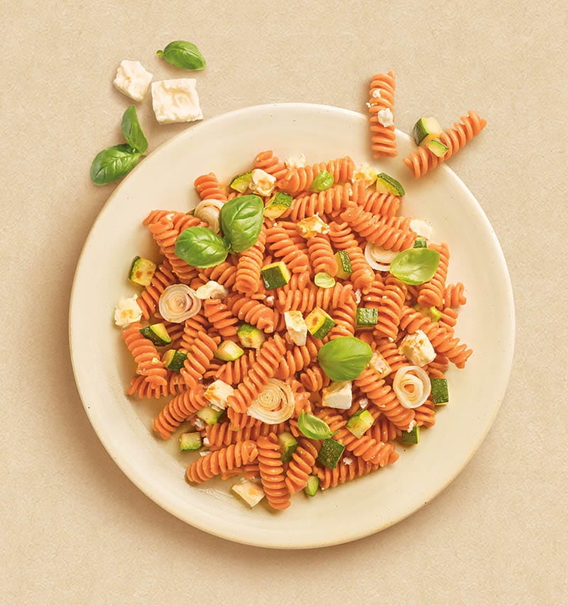 Recette Bento - Red lentils pasta salad with granola berries