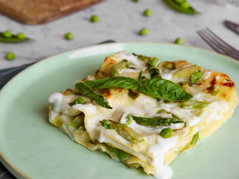 Krämig lasagne med Pesto Genovese, sparris och ärter | Barilla