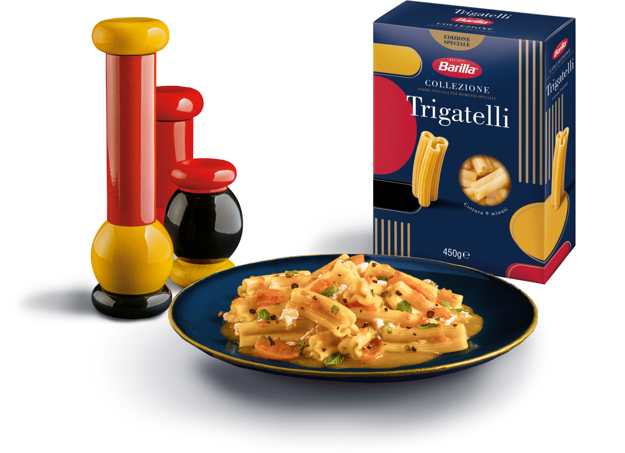 Trigatelli box and example dish and set of Twergi