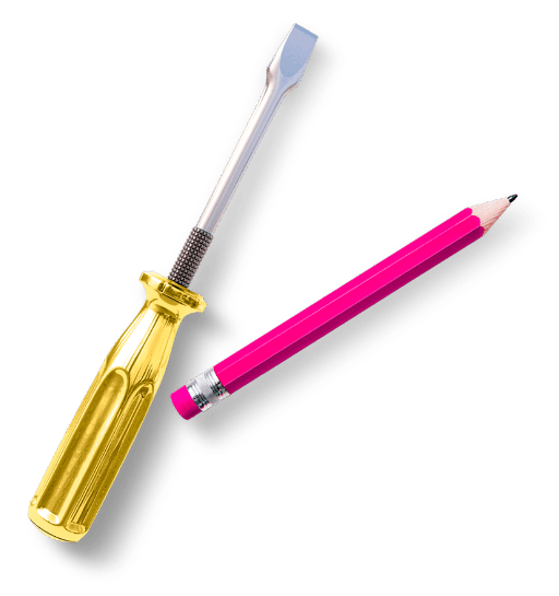 Schraubenzieher und Bleistift