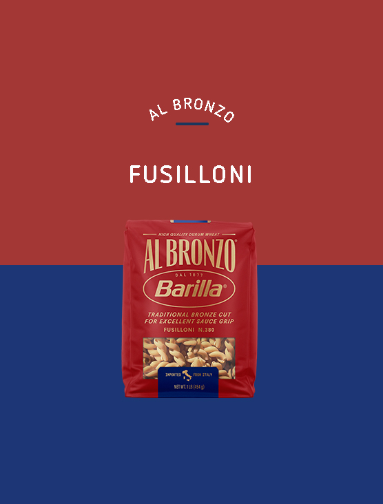 Package of Barilla Al Bronzo Fusilloni pasta