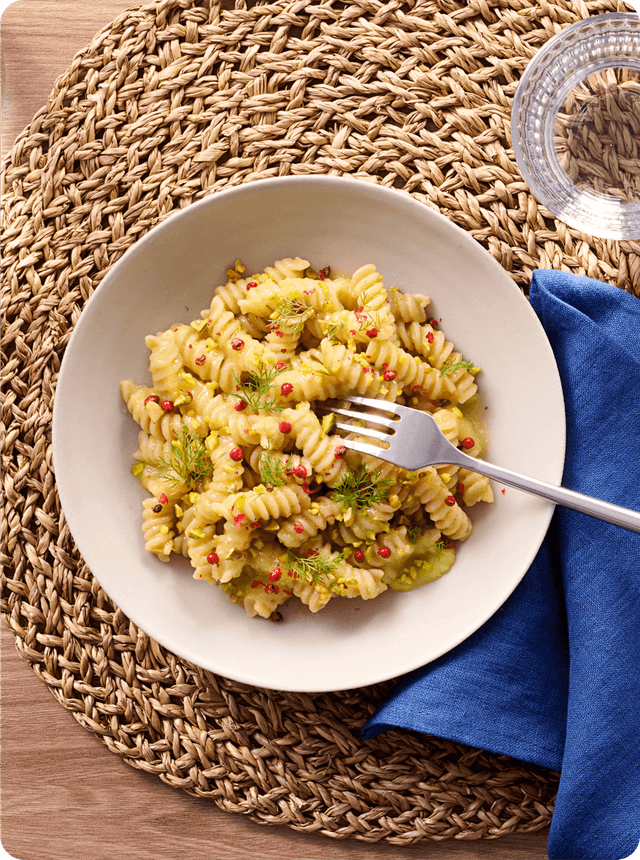 Barilla - Al Bronzo - FUSILLI À LA CRÈME DE FENOUIL, PISTACHE ET POIVRE ROSE