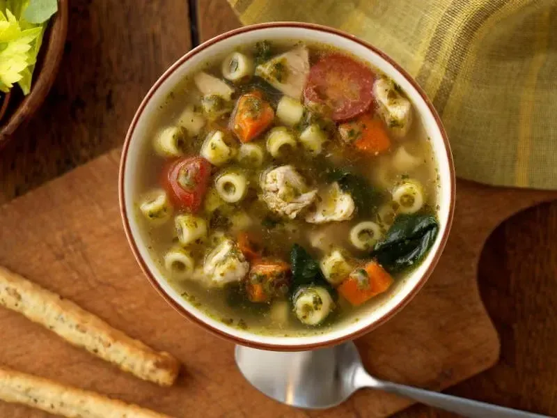 Chicken & Spinach Soup Recipe with Barilla® Rustic Basil Pesto and Ditalini Pasta | US_PROD-c1fb2186-a97a-4823-add5-18ca981570d3