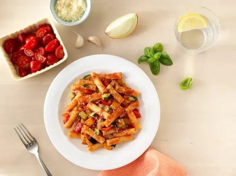 Italian Zucchini & Pepper Ziti with Barilla® Ziti and Marinara Pasta Sauce Recipe | US_PROD-a18da099-8b13-4281-9b9a-6171028c266e
