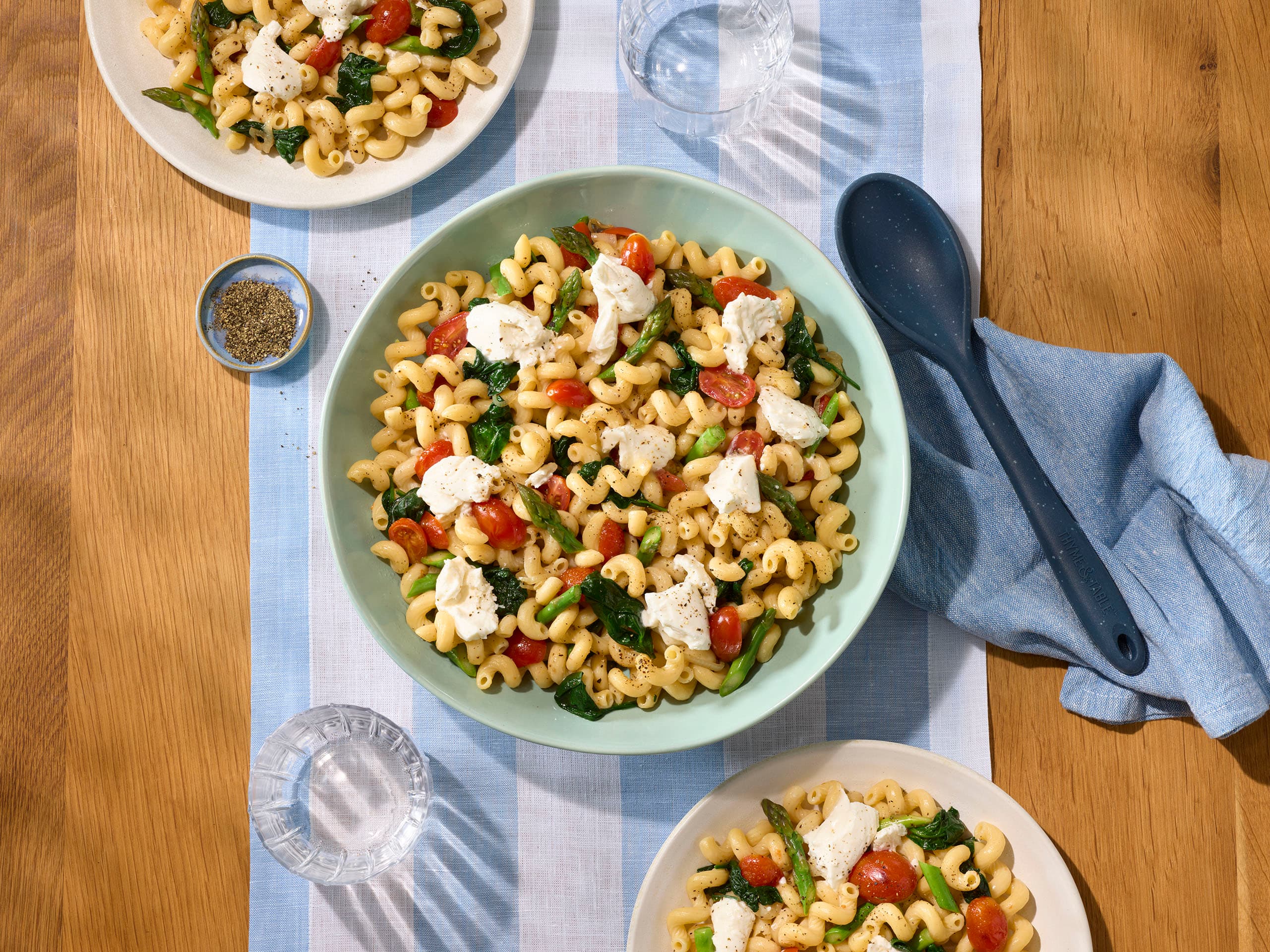 Barilla® Gluten Free Cellentani with Asparagus, Spinach & Burrata Cheese