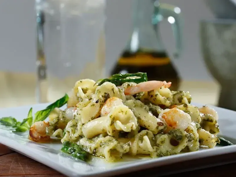 Barilla® Campanelle Pasta with Basil Pesto, Asparagus and Seafood Recipe | US_PROD-05e0d07f-ffd7-403b-9c1d-a021fd1d9c78