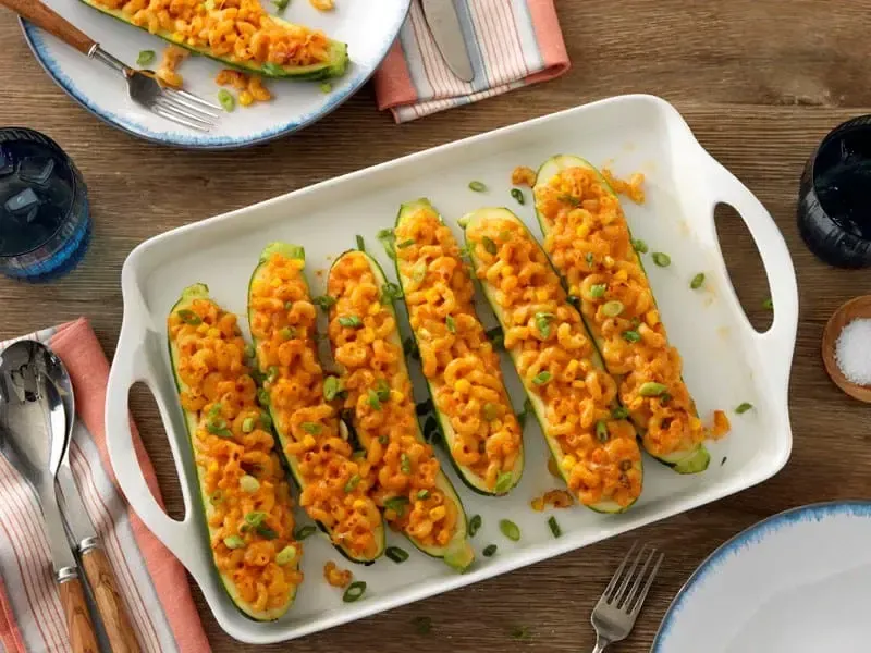 Creamy Elbow Macaroni and Corn Stuffed Zucchini with Barilla® Elbows and Marinara Sauce Recipe | US_PROD-18008c4f-8b15-40f6-b8b9-a9cc54148773