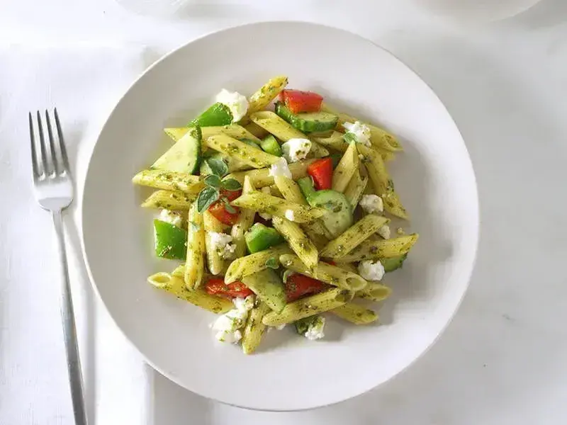 Barilla® Pesto Mediterranean Penne Pasta Salad Recipe | US_PROD-4b8dd4f2-0eb8-491b-9e54-f5248c753da4