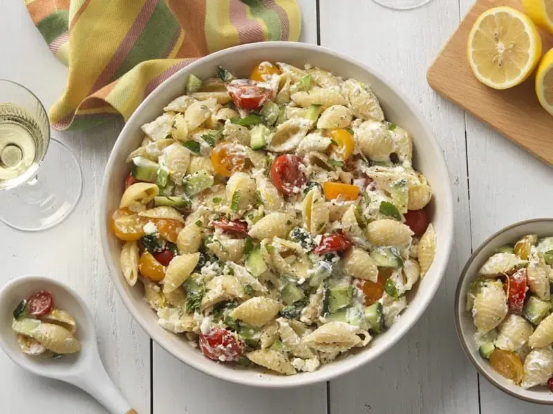 Barilla® Large Shells Pasta Salad with Cucumber Mint Yogurt, Cucumbers and Feta Cheese Recipe