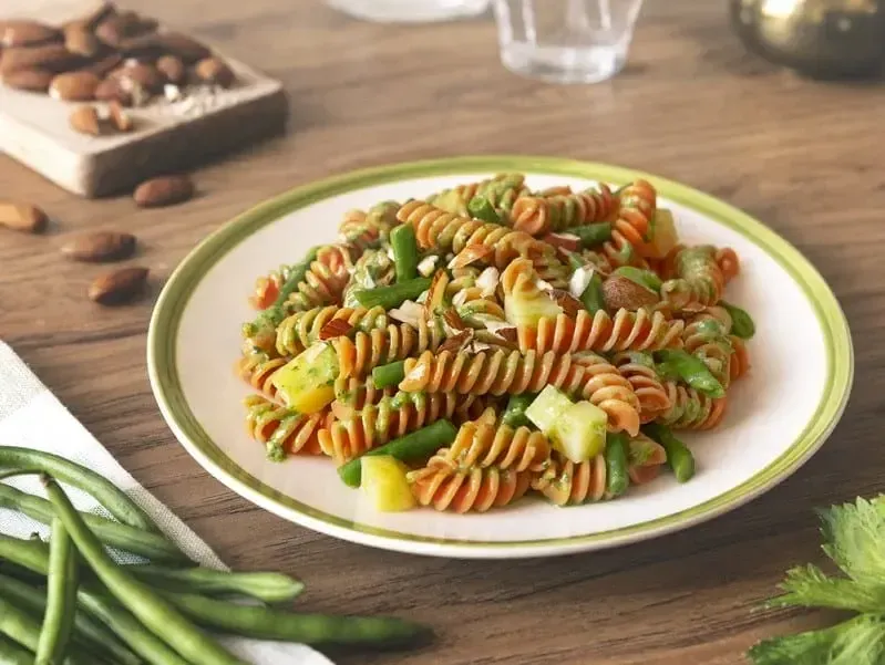 Red Lentil Rotini Pasta with Barilla® Genovese Pesto, Green Beans and Toasted Almonds Recipe | US_PROD-e398271c-eae6-4d45-9e39-057f0abcd728
