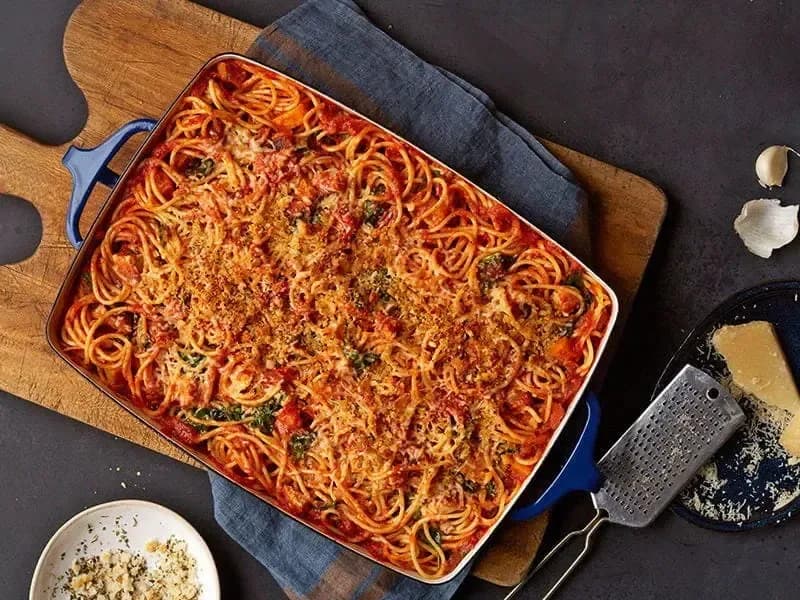Barilla® Harvest Chicken Parmesan Spaghetti Bake with Butternut Squash and Chicken Breast Recipe | US_PROD-10de1aa4-e6b4-431c-a27b-167040252391