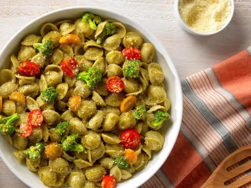 Barilla® Al Bronzo® Orecchiette Pasta with Pesto, Broccoli and Cherry Tomatoes Recipe | US_PROD-356f8862-991b-46b9-8985-d4c2d0a1b6b5
