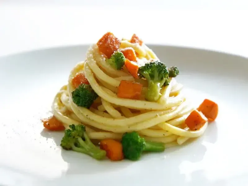 Barilla® Bucatini "Cacio e Pepe" with Roasted Broccoli and Carrots Recipe | US_PROD-d2f2b0f4-5671-492b-b122-daef4e6ba4ce