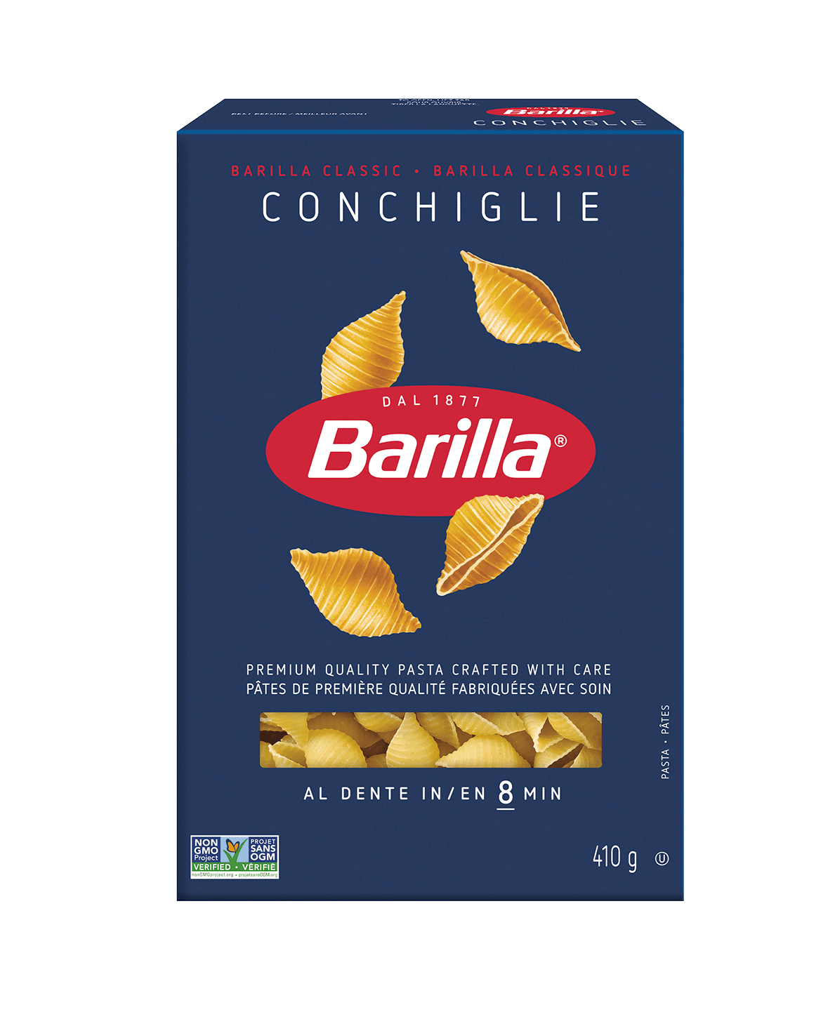 Barilla Medium Shells Pasta - Packshot - fr-ca | US_PROD-1YDoM3drDBNuDskQtZo5b6