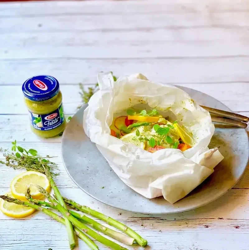 Baked Parceled Cod with Barilla® Genovese Pesto Recipe | US_PROD-457a9539-158a-4635-88b5-9c77bd374ed2