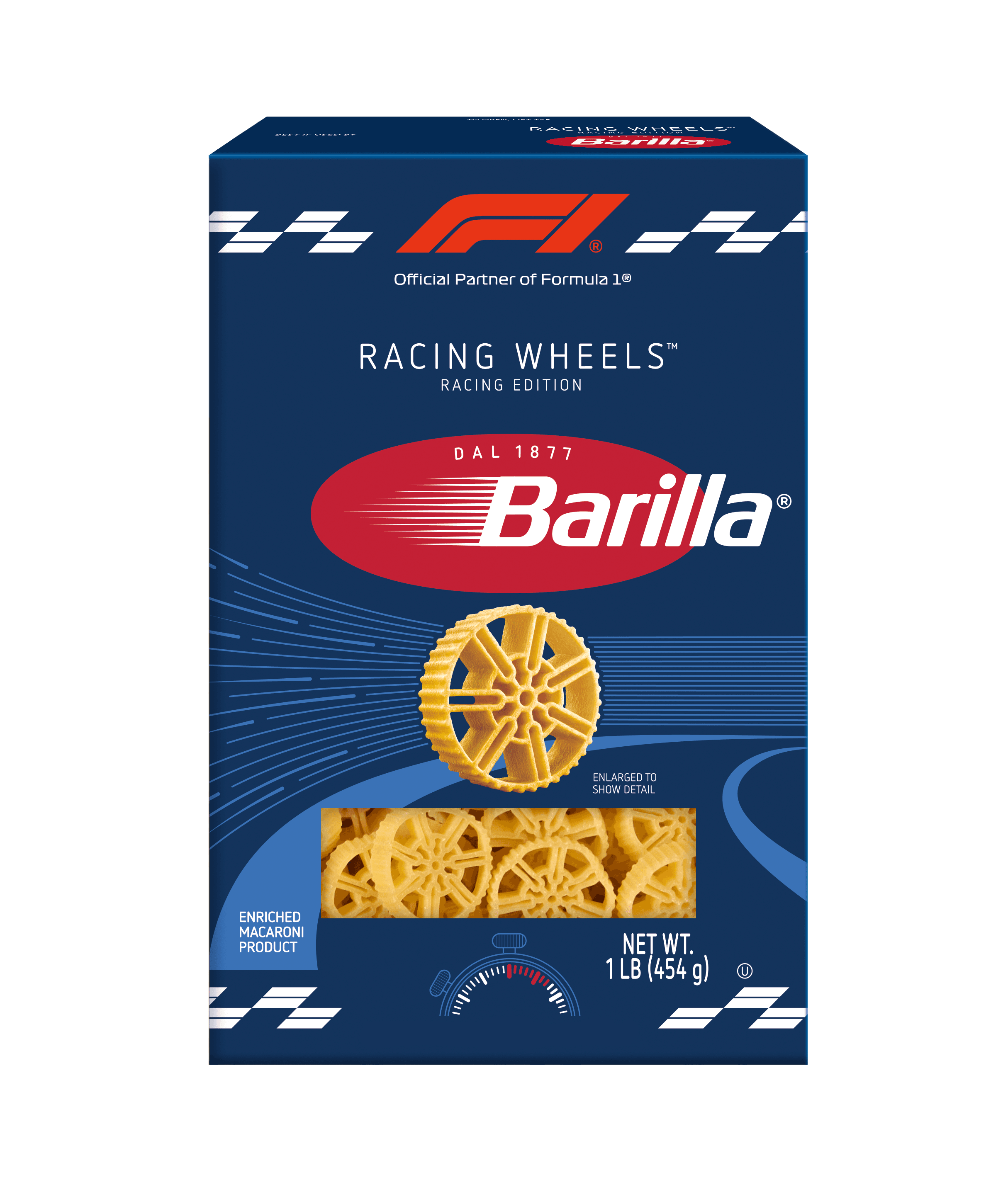 Barilla® Classic Blue Box Racing Wheels Pasta | US_PROD-7woFGyMqnncGslW0Z5O8R8