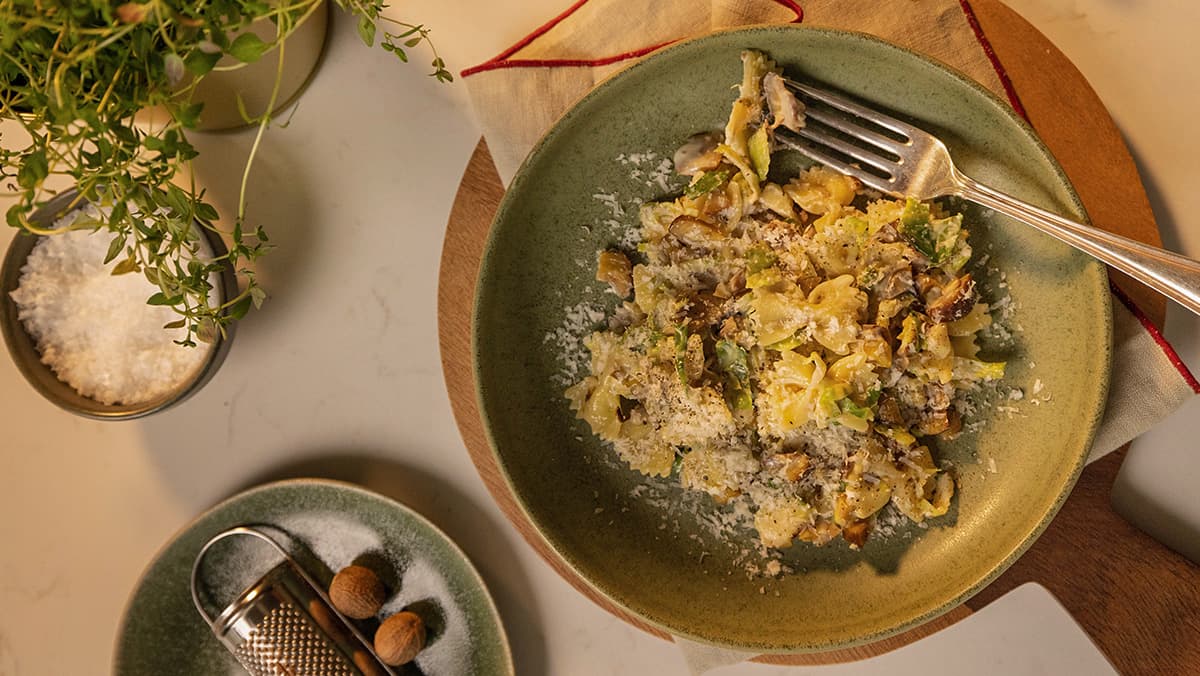 Barilla® Creamy Farfalle Pasta with Brussels Sprouts and Chestnuts Recipe | US_PROD-2jlXDISa3jsCu8fePXBUfJ