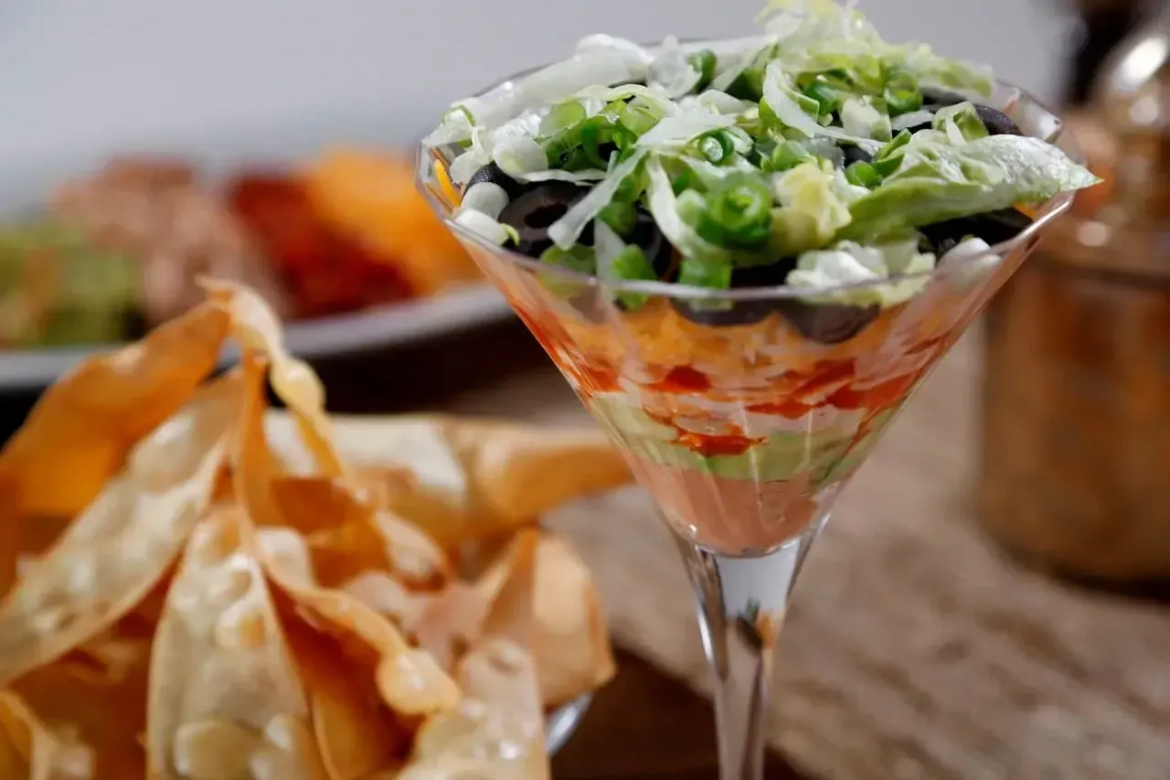 Barilla® Wavy Lasagna Pasta Chips Glass with Seven-Layer Dip Recipe | US_PROD-c837094a-8b7e-4b4c-9581-5adaf9cd96f1