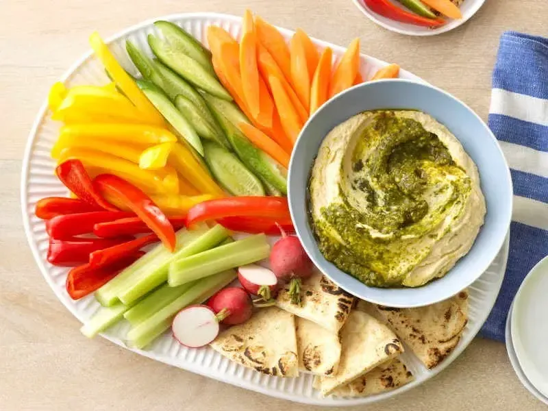 Barilla® Rustic Basil Pesto Hummus with Pita and Vegetables Recipe | US_PROD-e1aa360c-79a2-41b3-9e36-cb596eedc399