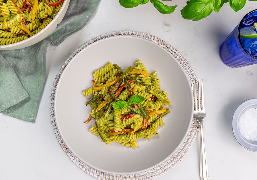 Rotini Pasta with Barilla® Vegan Pesto, Roasted Asparagus and Peppers Recipe | US_PROD-7pp4sb4auSlB8dvDm0bnwC