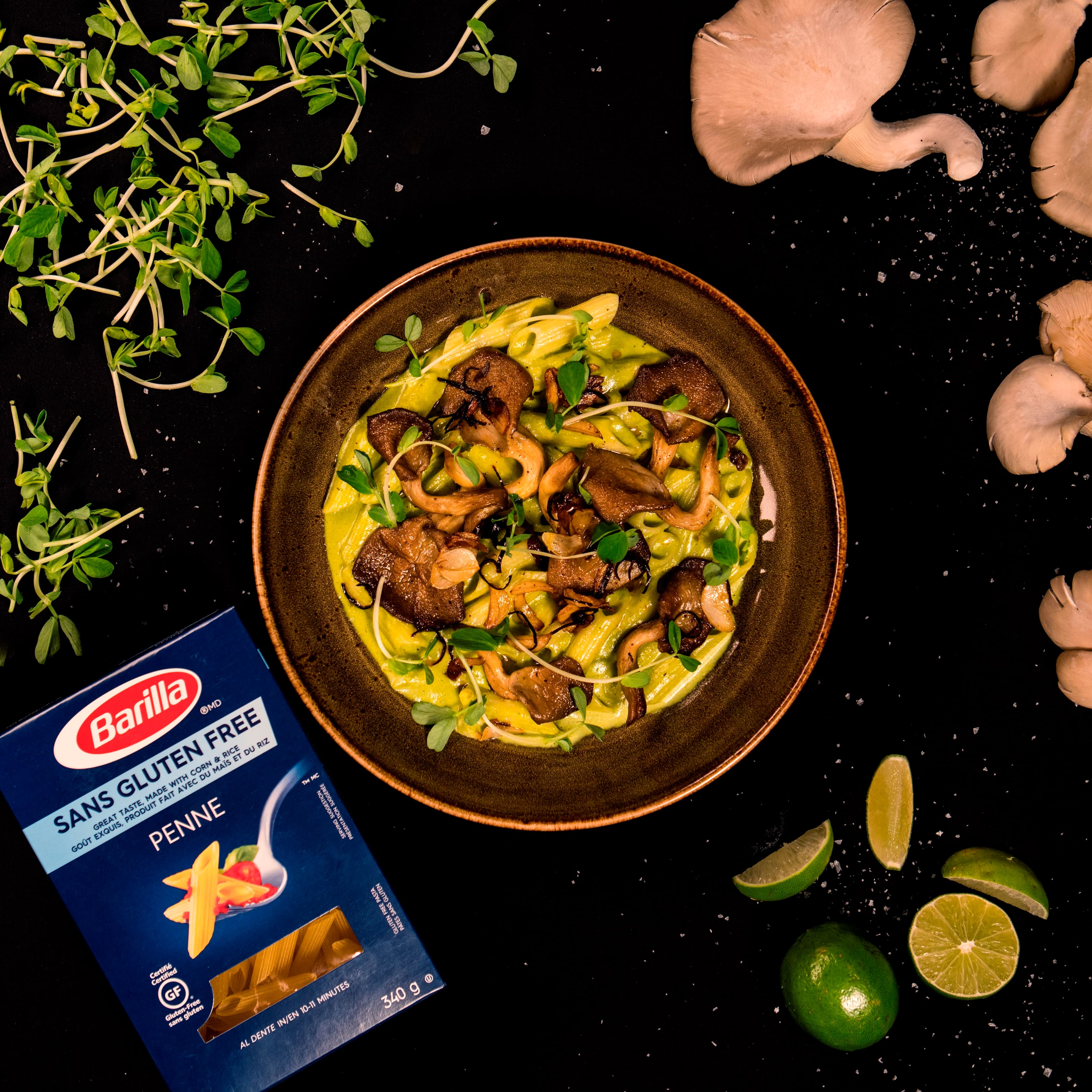 Pâtes penne Barilla sans gluten avec champignons al Ajillo et sauce poblano rôtie | US_PROD-4uNyPFBqbg8oBeeYQMpgvQ