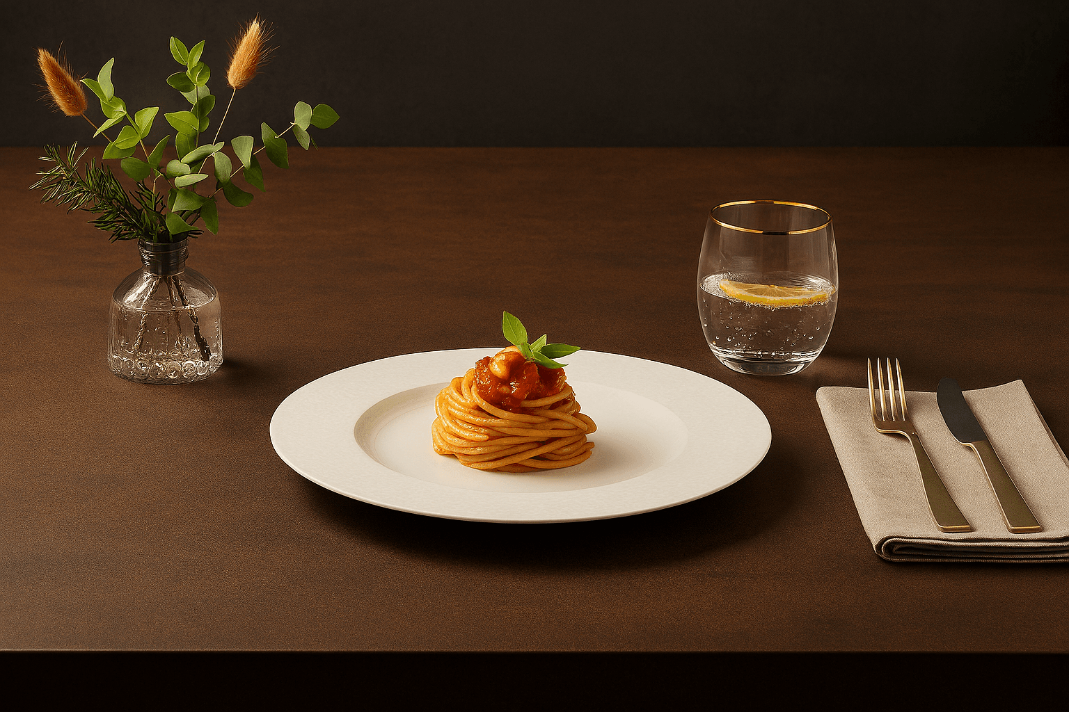 Spaghetti with prawns & tomatoes