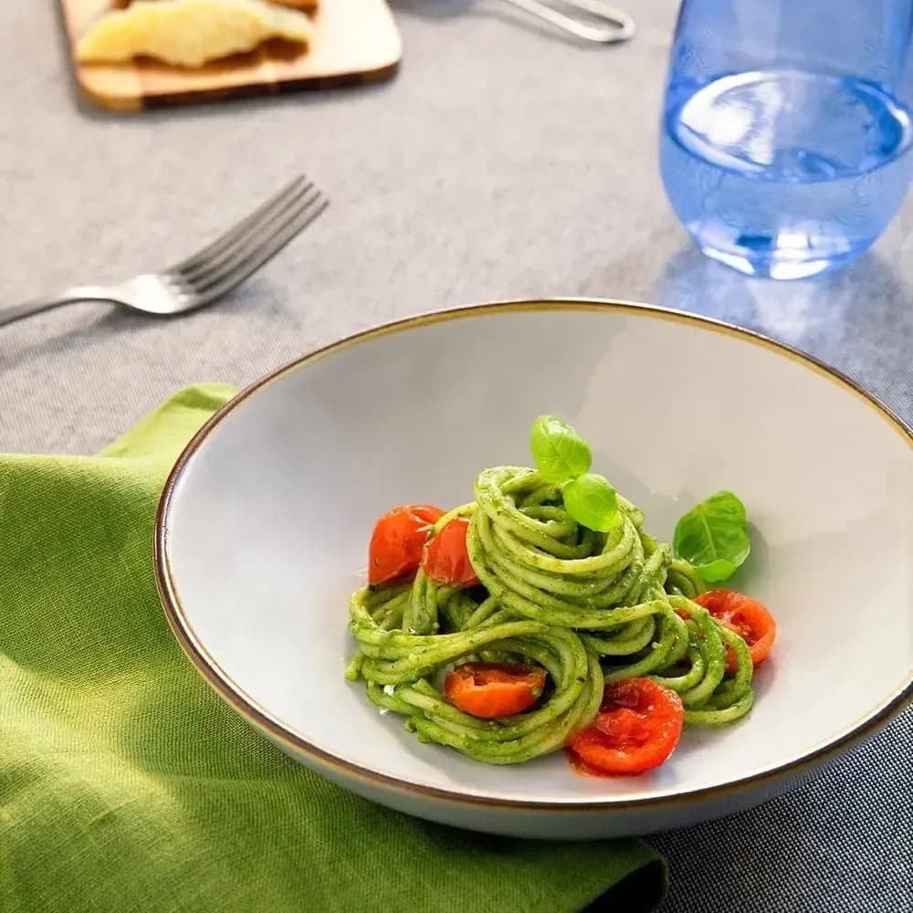 Spaghetti with Barilla® Genovese Pesto, Roasted Tomatoes and Basil Recipe | US_PROD-2b570628-f520-40e0-b166-0f63c53c4ef0