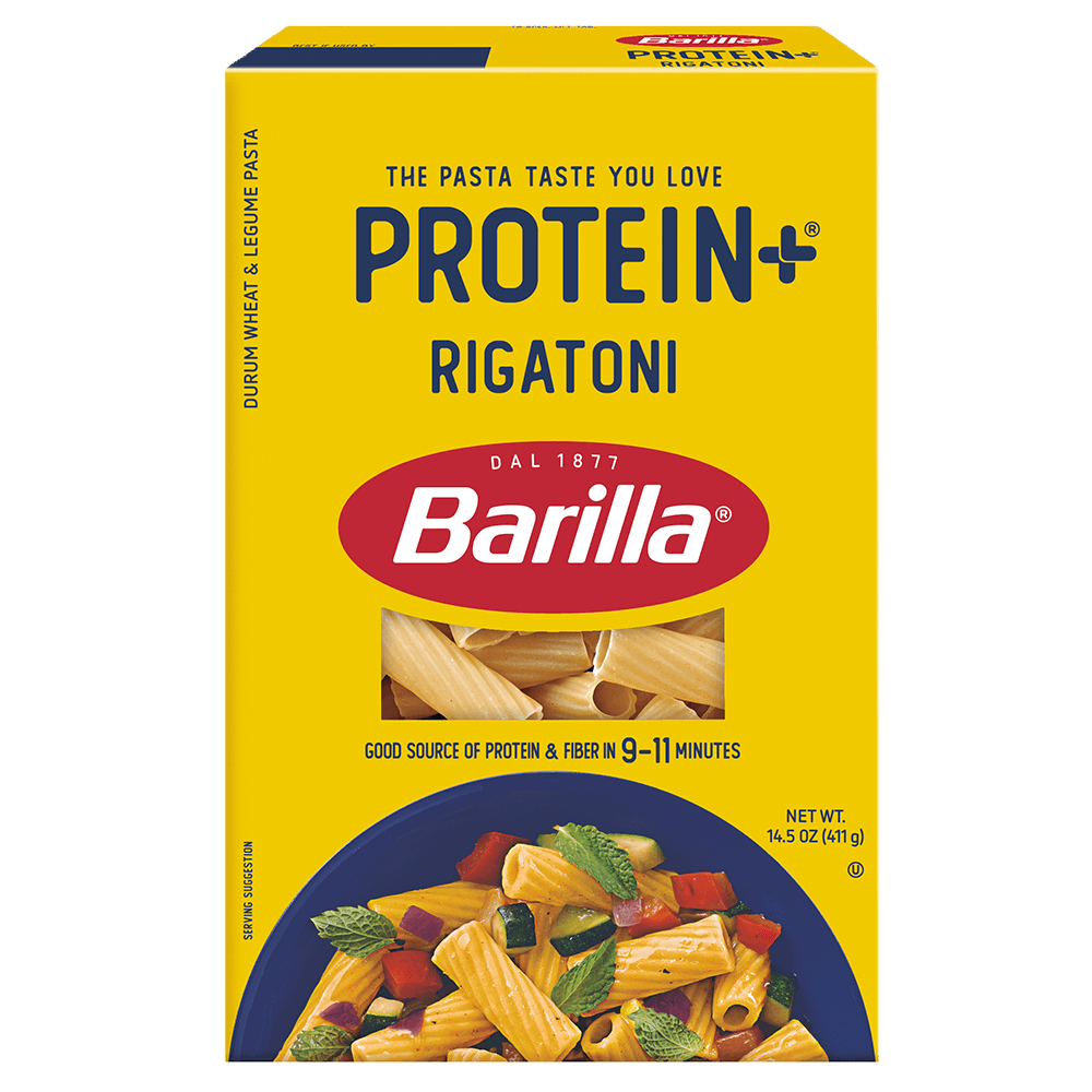 Barilla+® Protein+® Rigatoni 2025 Product Packaging | US_PROD-2NzUkP6DM7K1KmfZj6p5jV