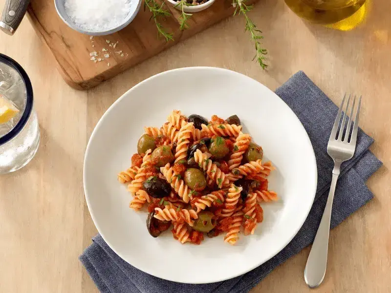 Barilla® Spicy Gluten Free Rotini Pasta with Olives and Capers Recipe | US_PROD-e84249b7-d7fe-4831-8719-8f8108e07dc9