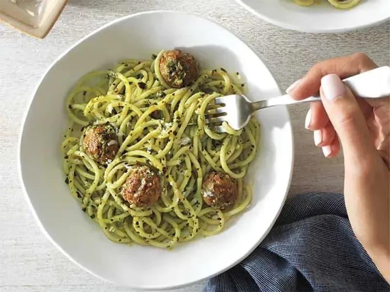 Barilla® Pesto Spaghetti and Meatballs Recipe | US_PROD-1a88004e-59f3-45df-af38-38cbccf29cee