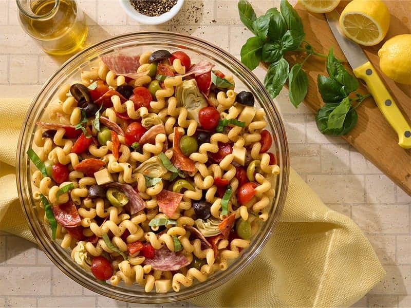 Barilla® Cellentani Antipasto Pasta Salad with Mozzarella Cheese Balls Recipe | US_PROD-2b534dae-8209-4654-b9b4-4e44a0a75329