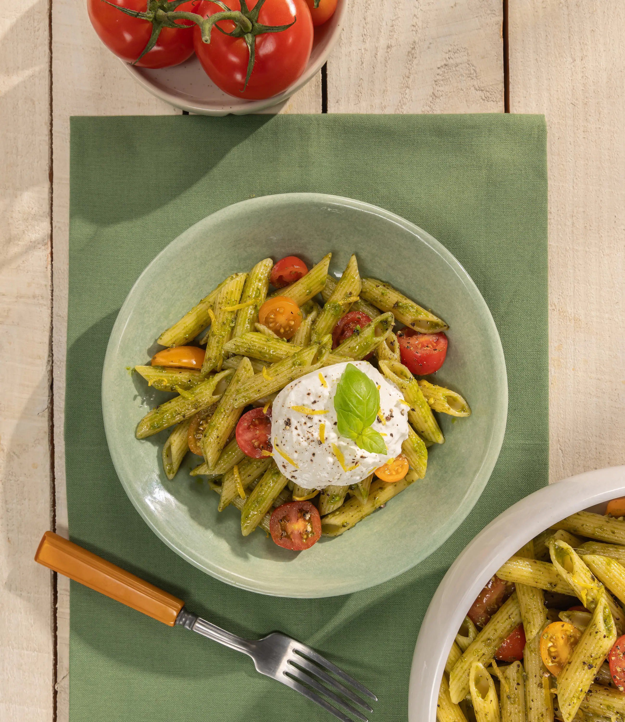 Barilla® Creamy Genovese Basil Pesto Pasta Salad with Burrata Cheese Recipe | US_PROD-1DEdgX38yoXT8CyS4Mccxz