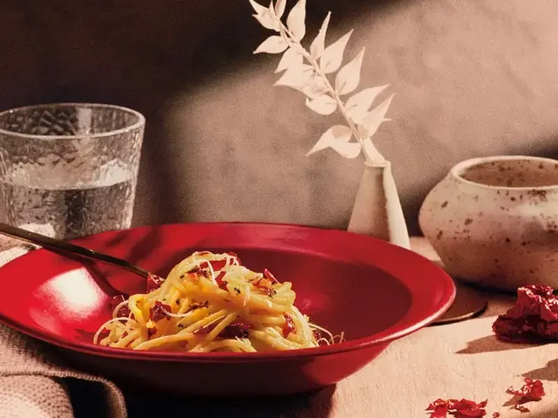 Barilla® Al Bronzo® Bucatini alla Vegetable Carbonara Recipe | US_PROD-2cbcdab7-c4dd-4e2b-a40a-a6fec97b0ee1