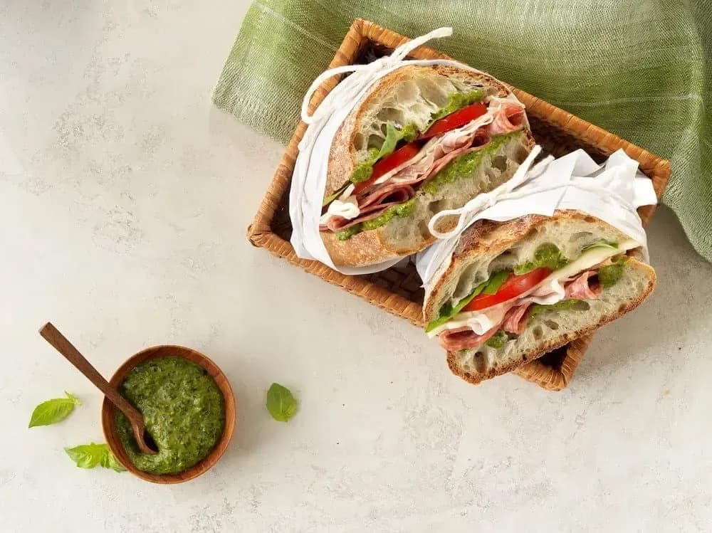 Barilla® Pressed Pesto Picnic Sandwich with Feta Cheese Recipe | US_PROD-ea067b87-4537-45a6-abd7-39e50a7067ff