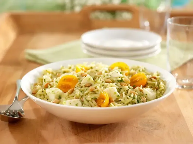Barilla® Orzo Pasta Salad with Basil Pesto, Cherry Tomatoes and Fresh Mozzarella Recipe | US_PROD-08e0ed16-397f-4fcb-b235-8dd1323539c8