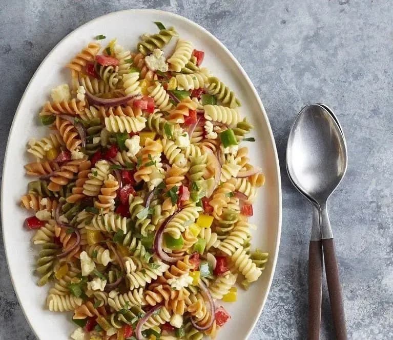 Barilla® Tri-Color Rotini Pasta with Bell Peppers and Gorgonzola Cheese Recipe | US_PROD-a699fb06-69ac-4459-80ea-324e9b43644f