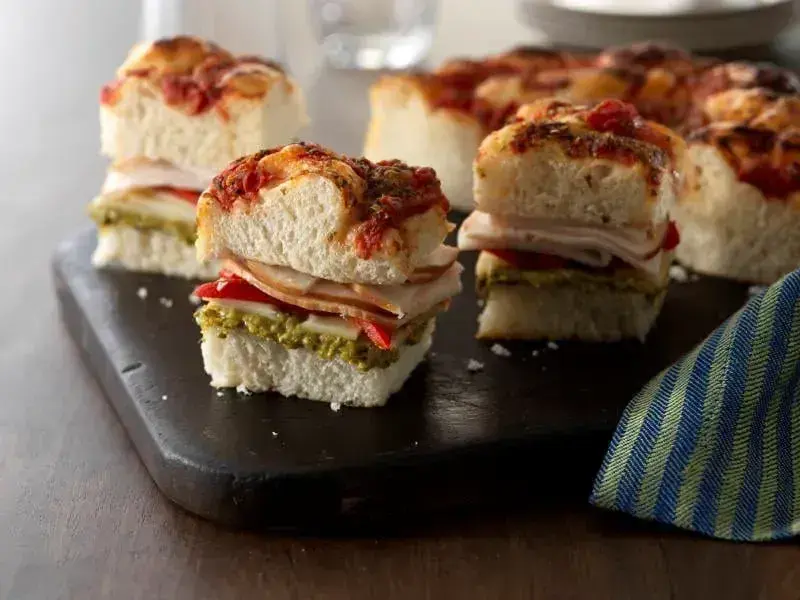 Focaccia Sandwich with Turkey, Red Pepper and Barilla® Creamy Pesto Recipe | US_PROD-56e472e8-aec0-4c59-a760-14aaa4ba1c08