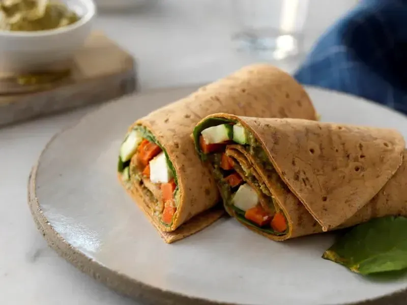 Roasted Vegetable Wrap Recipe with Barilla® Creamy Genovese Pesto Pesto and Feta Cheese | US_PROD-9884b96c-eebf-4b87-bd4b-28852ed6f0c8