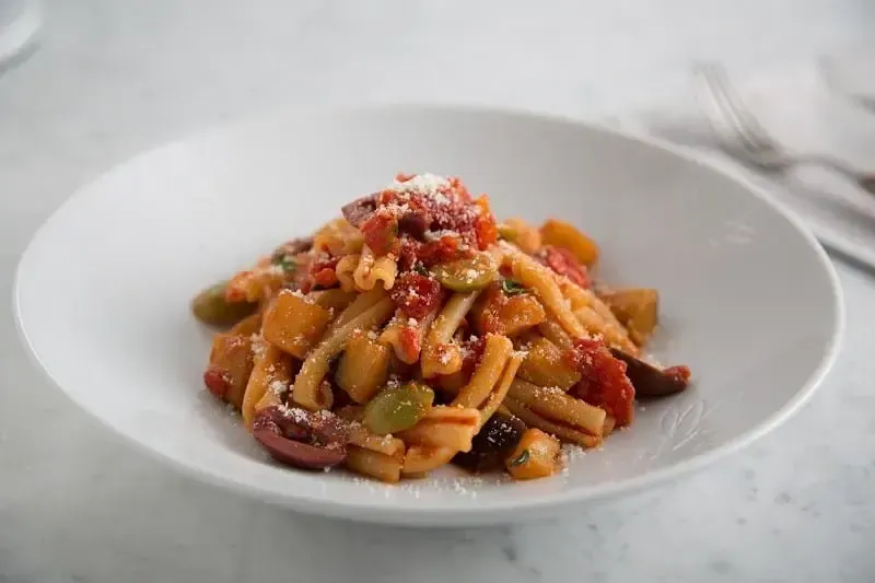 Barilla® Casarecce Pasta with Olives, Eggplant, Tomato and Basil Recipe | US_PROD-0756ae35-bc37-41c9-b513-bdf0bbe8b127