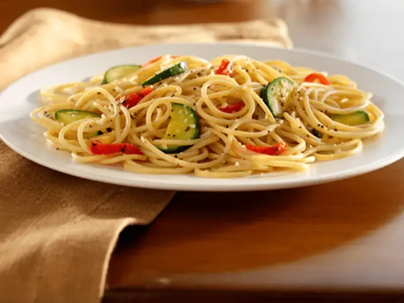 Barilla® Protein+® Spaghetti with Zucchini and Roasted Red Bell Peppers Recipe | US_PROD-be3874f3-5eef-4bdf-b304-631d97e9e7b7