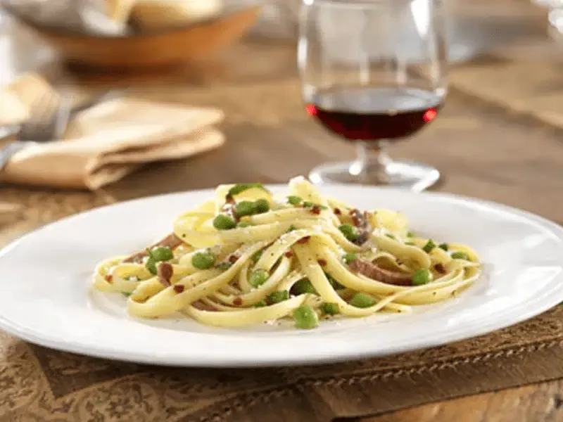 Barilla® Fettuccine with Peas and Pancetta Recipe | US_PROD-0e546403-8a89-4419-aaa2-809675a2030e